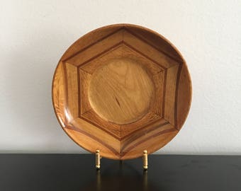 Vintage Wooden Bowl, Wood Dish, Segmental Bowl,Hand Made Wooden Bowl,Mixed Wooden Bowl, Inlaid Wooden Bowl,Wooden Decor, Home Decor, Bowl