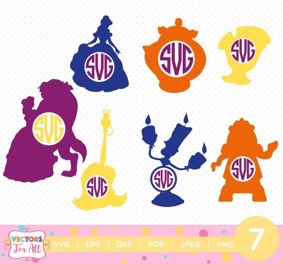 Download Beauty and the Beast Monogram SVG Disney Belle SVGs Monogram