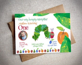 Very Hungry Caterpillar Birthday Party Invitation and Thank you card - Print Yourself