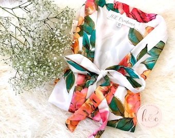 Sale! Satin Floral Robe, Bridesmaid Robes, Bridesmaid Gift, Bridal Robe, Bridesmaid Gifts, Satin Robes, Wedding Robes