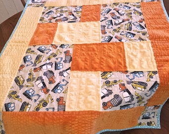 Baby Boy Quilt with Construction Trucks