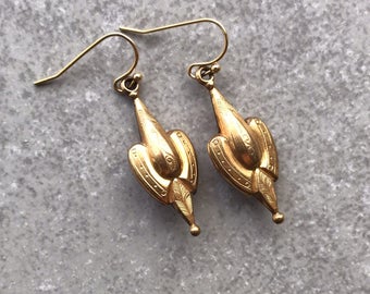 Victorian Gold Tone Drop Earrings