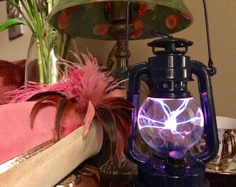 Steampunk, Steampunk Lantern, Tardis, Blue, Plasma Globe, Victorian, portable steampunk nightlight, unique gift, steampunk lamp, Steampunk