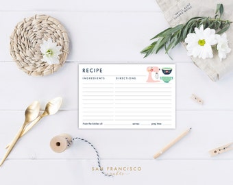 Printable Vintage Kitchen Recipe Cards, Bridal Shower Insert - INSTANT DOWNLOAD PDF File