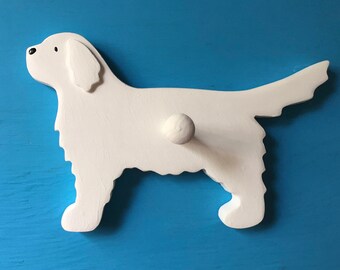 Great Pyrenees White Puppy Dog Wood Leash Holder Hook