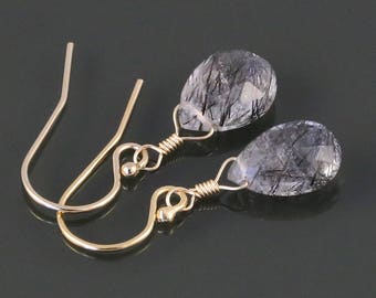 Rutilated Quartz Earrings. Gold Filled Ear Wires. Genuine Gemstone. Lightweight Earrings. s17e008