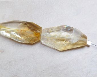 Citrine Nugget beads-Set of two