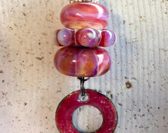 Lampwork Glass Beaded Lariat Necklace Interchangable Boro Borosilicate Handmade - Fashion Meets Art