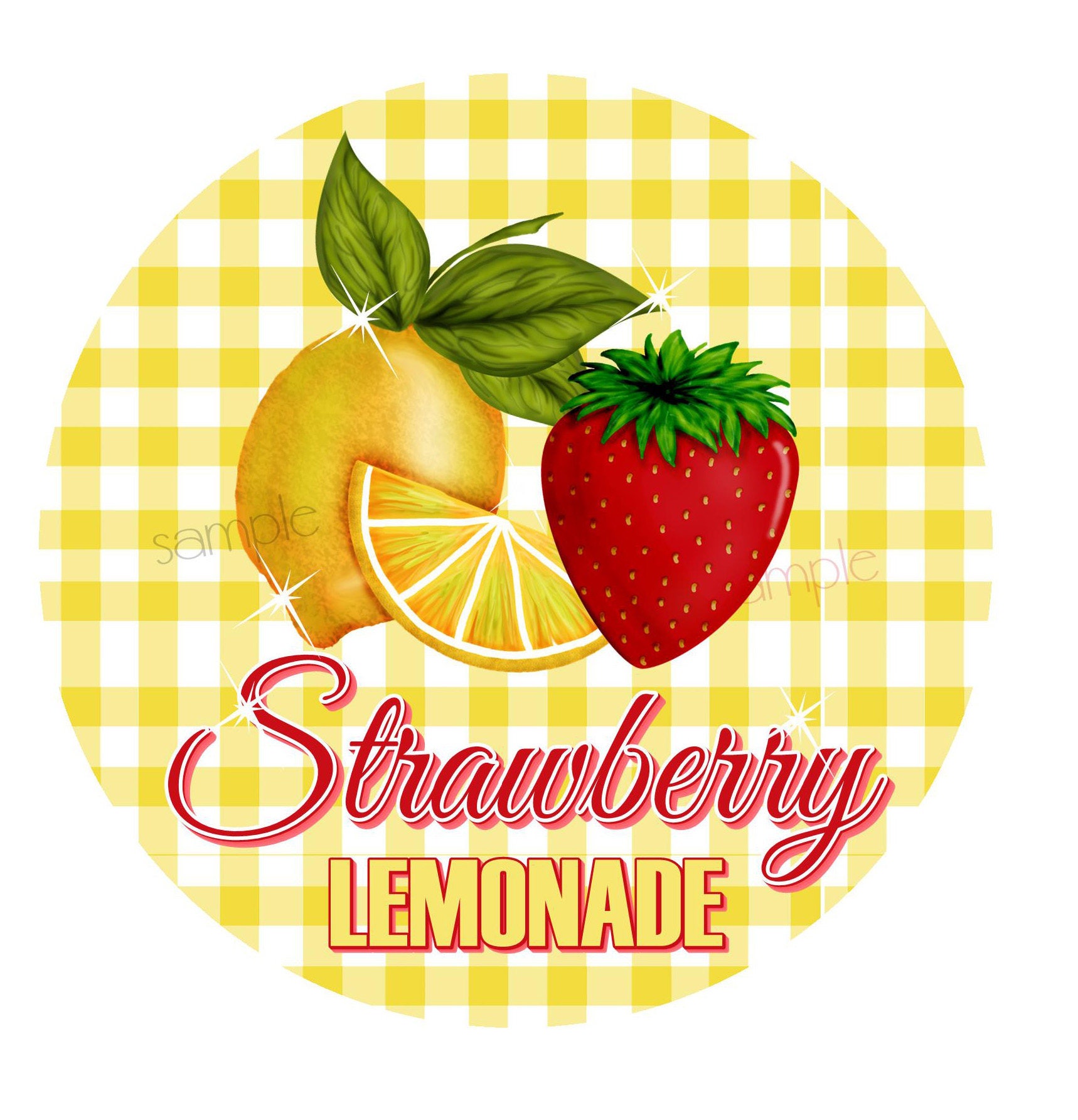Strawberry Lemonade Stickers Lemon Stickers Picnic Fruit