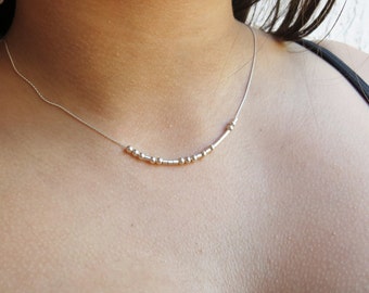 Morse Code Necklace - Sterling Silver or Gold Fill - Hidden Message Morse Code Love Jewelry Bridesmaids NecklaceS Necklace