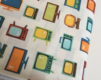 SALE, Mid Century Modern, Theatre Fabric, TV fabric, Theatre room Decor, Let Me Entertain You, Mod Television in Retro- Choose the cut