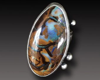 Koroit Opal ring Sterling Silver and Australian Opal Ring
