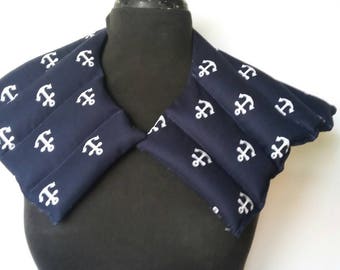 Rice Heating Pad Flaxseed /Microwave Heat Pad, Hot or Cold Therapy Wrap/ Unsceted or Scented/ Gift for Mom- Navy Anchor