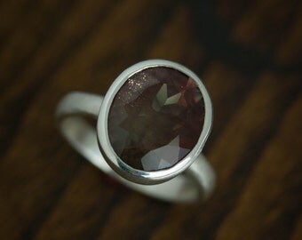 Oregon Sunstone Ring, Two Tone Sunstone Solitaire Ring, Recycled 925 Solitaire, Onegarnetgirl Handmade Ring in Color Change Sun Stone