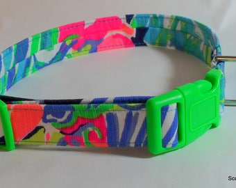 Handcrafted Lilly Pulitzer Dog Collar-Multi Purrfect Print 2017 - All Sizes- Free Shipping- Made in USA