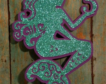 Glitter Mermaid Cake Topper - Under the Sea Cake Topper - Girls Cake Topper - Glitter Cake Topper - 1st Birthday Cake Topper - Beach Theme