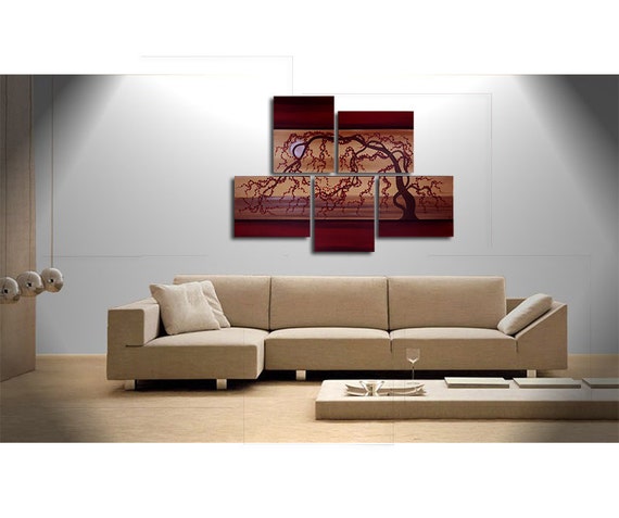 NathalieVan - Large Painting Original Artwork Huge Wall Art Red Gold ...