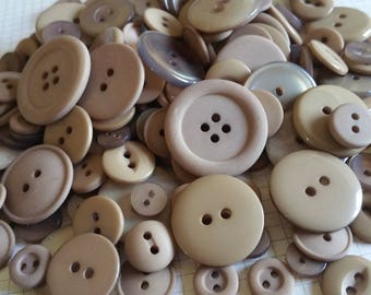 Light Brown Buttons - Assorted Colors Tan Beige Brown - Sewing Bulk Button - 100 Buttons - Mocha