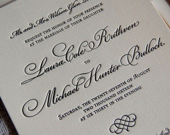 Letterpress Wedding Invitation Sample, Wedding Invitation, Traditional Wedding Invitation, Invitation Suite, Custom Wedding Invitations