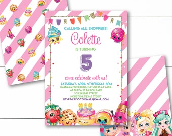 Instant Download - Editable - Shopkins and Shoppies Birthday Party Invitation