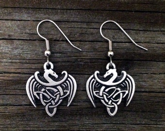 Celtic Dragon Pewter Earrings | Celtic Jewelry | Fantasy Jewelry | Medieval Jewelry | Dragon Earrings | by Treasure Cast Pewter