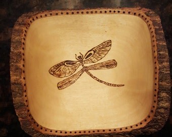 Wood Burned Dragonfly Snack Dish
