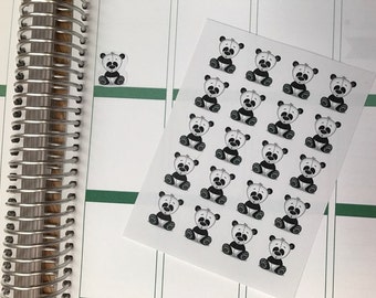 20 Panda Bear Stickers Fits Erin Condren Life Planner & Other Planners, Cute Stickers, Stickers