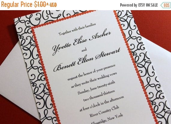 SALE Black Swirly Wedding Invitations Il_570xn