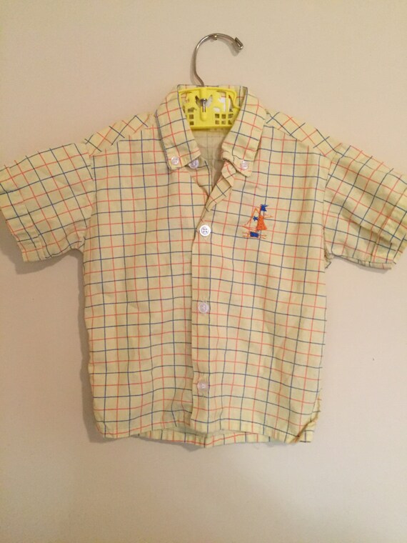 CLEARANCE Toddler Boys Yellow Plaid Button Front Collared