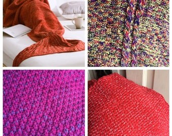 Various colors added HERE -Crocheted Mermaid Tail Blanket (Adult size)- Free Shipping Special