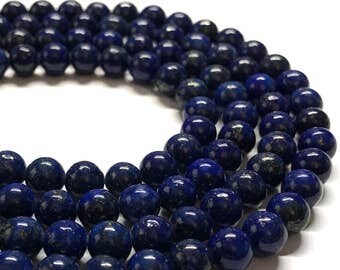 Dark blue lapis lazuli rounds, 6mm round beads, 15.5 inches long.