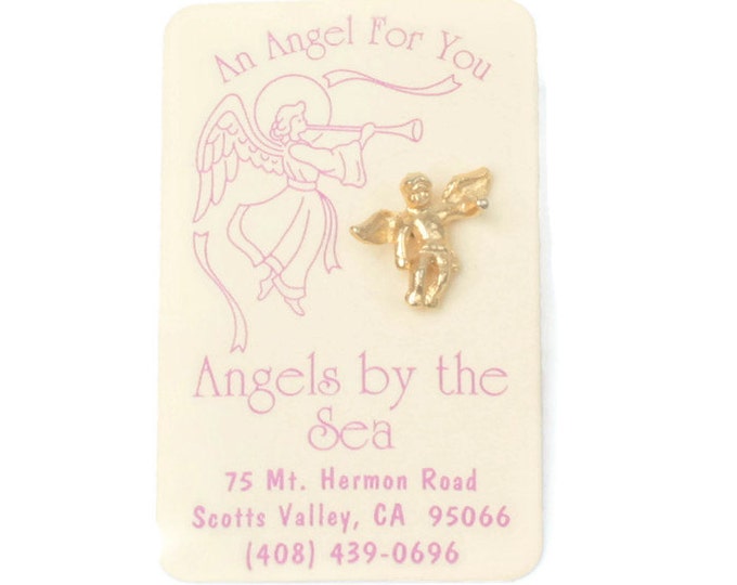 Angel Tac Pin Gold Tone on Card Vintage Angels by the Sea
