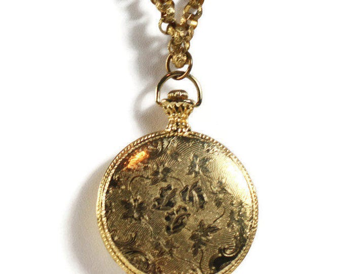 CIJ Sale Max Factor Compact Necklace Embossed Pocket Watch Case Style