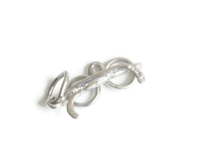 Sterling Eyeglasses Charm Sterling Silver Charm for Bracelet Tiny Size