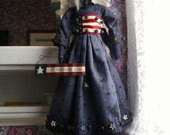 Primitive folk art doll 22" PatrioticLady Liberty #2