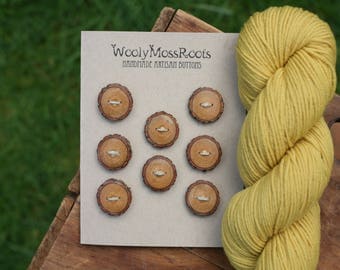 8 Sassafras Wood Buttons- Reclaimed Wood Buttons- Knitting, Sewing, Craft Buttons- DIY Craft Supply
