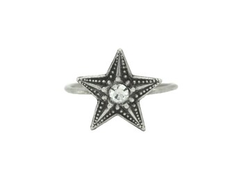 Ring "Starla" etoile cristal petite fine composable reglable petite taille fine or 18 carats soiree jour de l'an cosmique feerique