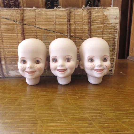 3 Vintage doll heads Ceramic doll heads Porcelain doll heads