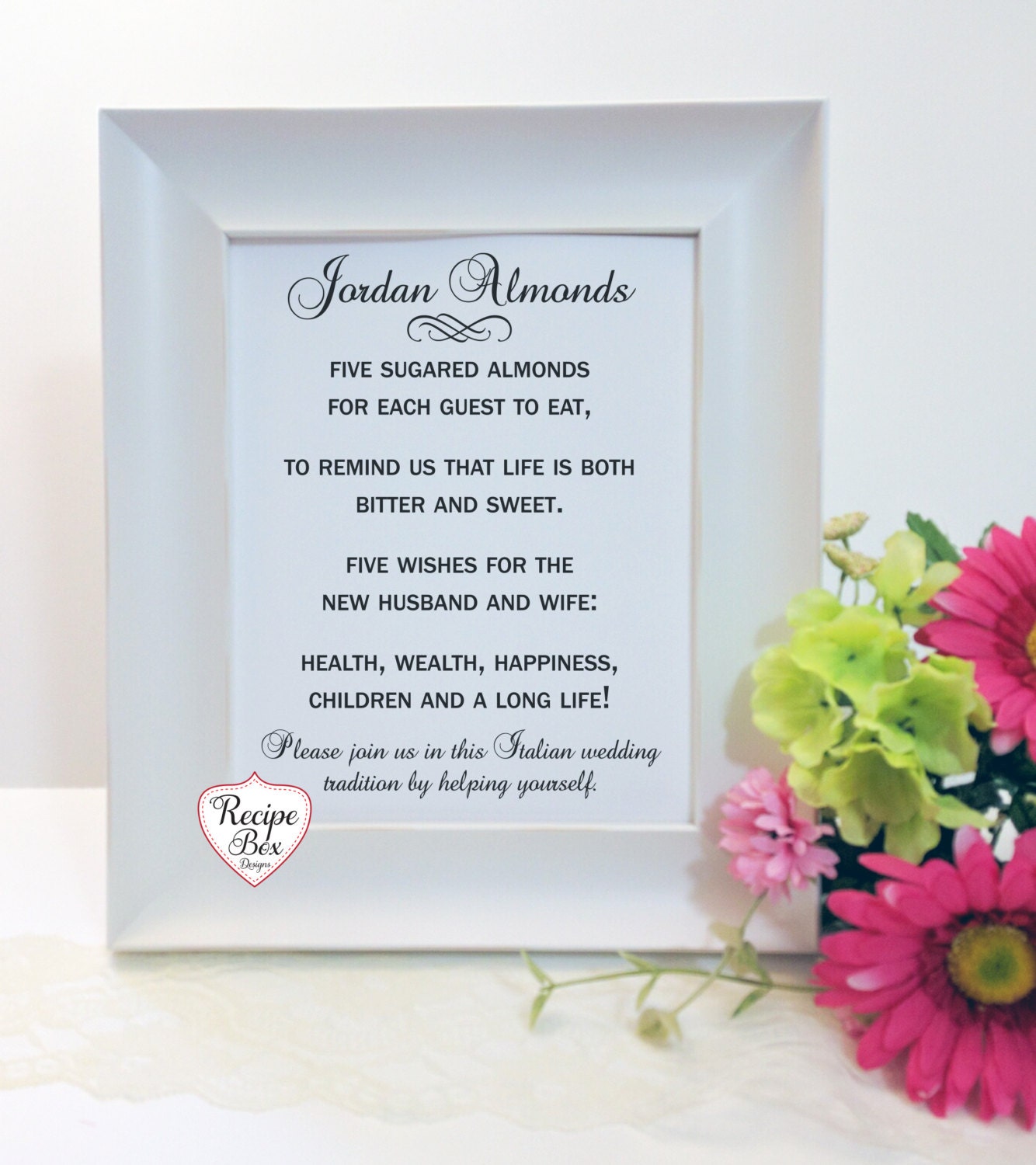 Jordon Almonds Jordan Almond Favor Sign Jordan Almond Poem