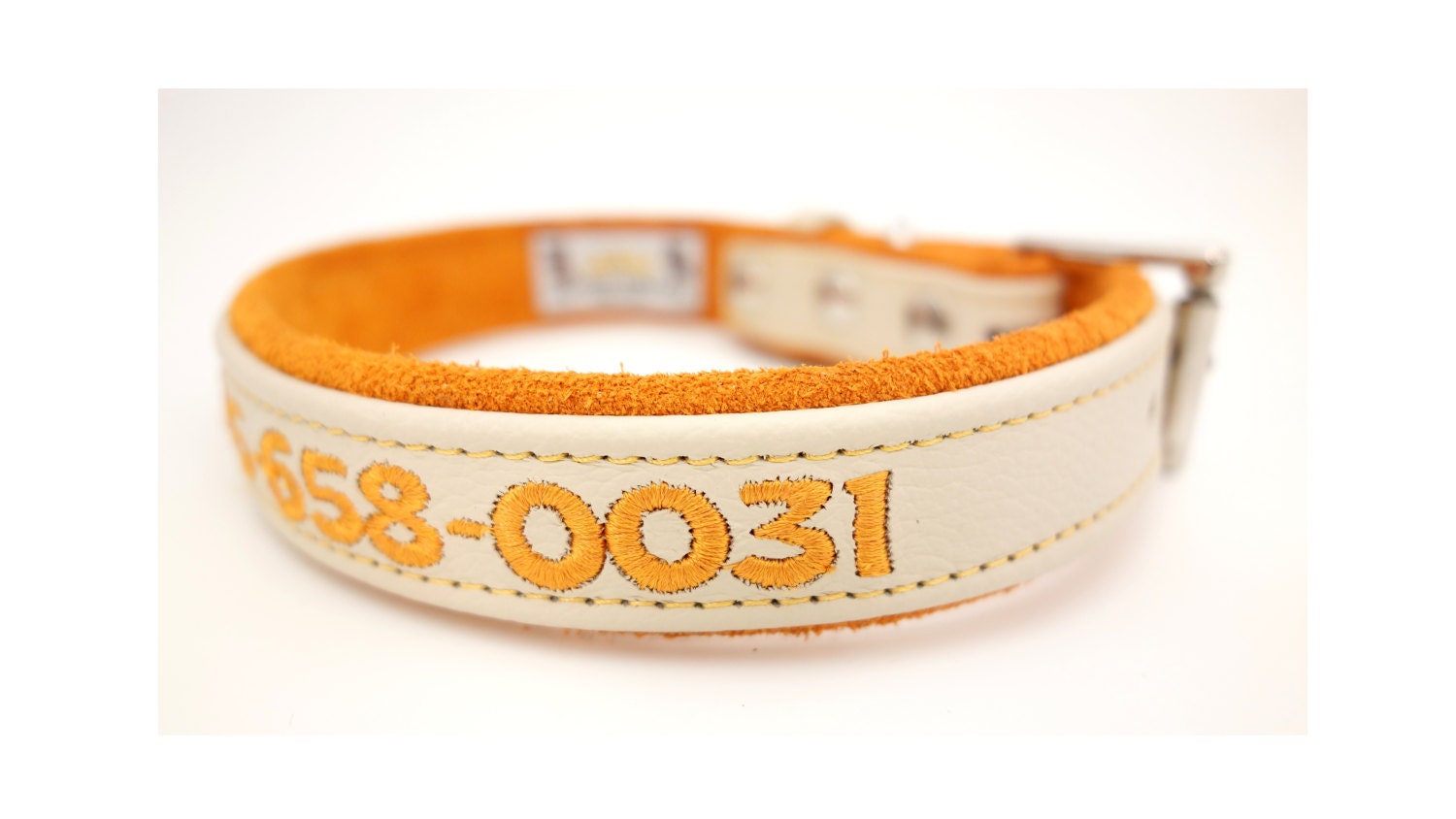 Dog collar personalized with embroidery Cute Leather Girl Dog