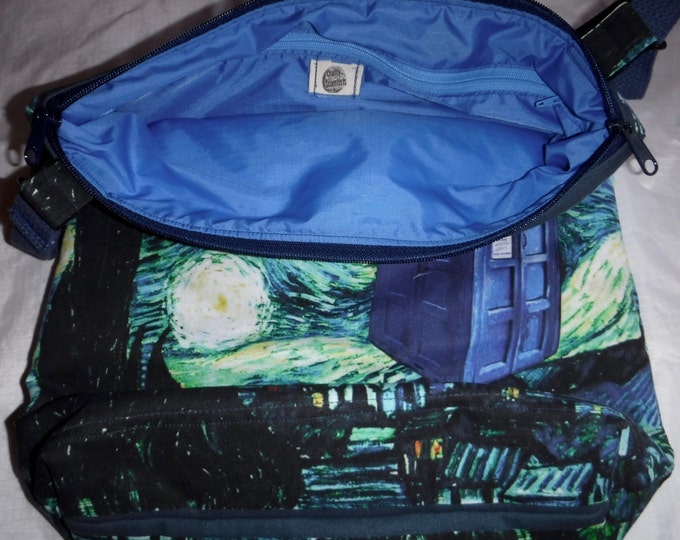 Starry Night with a twist Cotton-linen Canvas Backpack/tote/purse Custom Print ready to ship