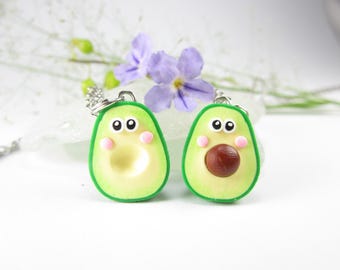 Best Friend Necklace, Best friend gift, cute avocado necklace, kawaii friendship BFF necklace, BFF gifts, food jewelry, polymer clay, funny