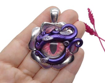 Clay Cat Eye, Cat Eye Necklace, Cat Necklace, Polymer Clay Cat, Animal Jewelry, Cat Pendant, Polymer Clay Eye, Cat Lovers Jewelry, Ooak Gift