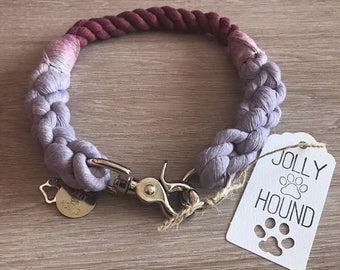 Rope Dog Collar / 12mm ombre collar / dog cotton rope collar / dog collar / 2 color