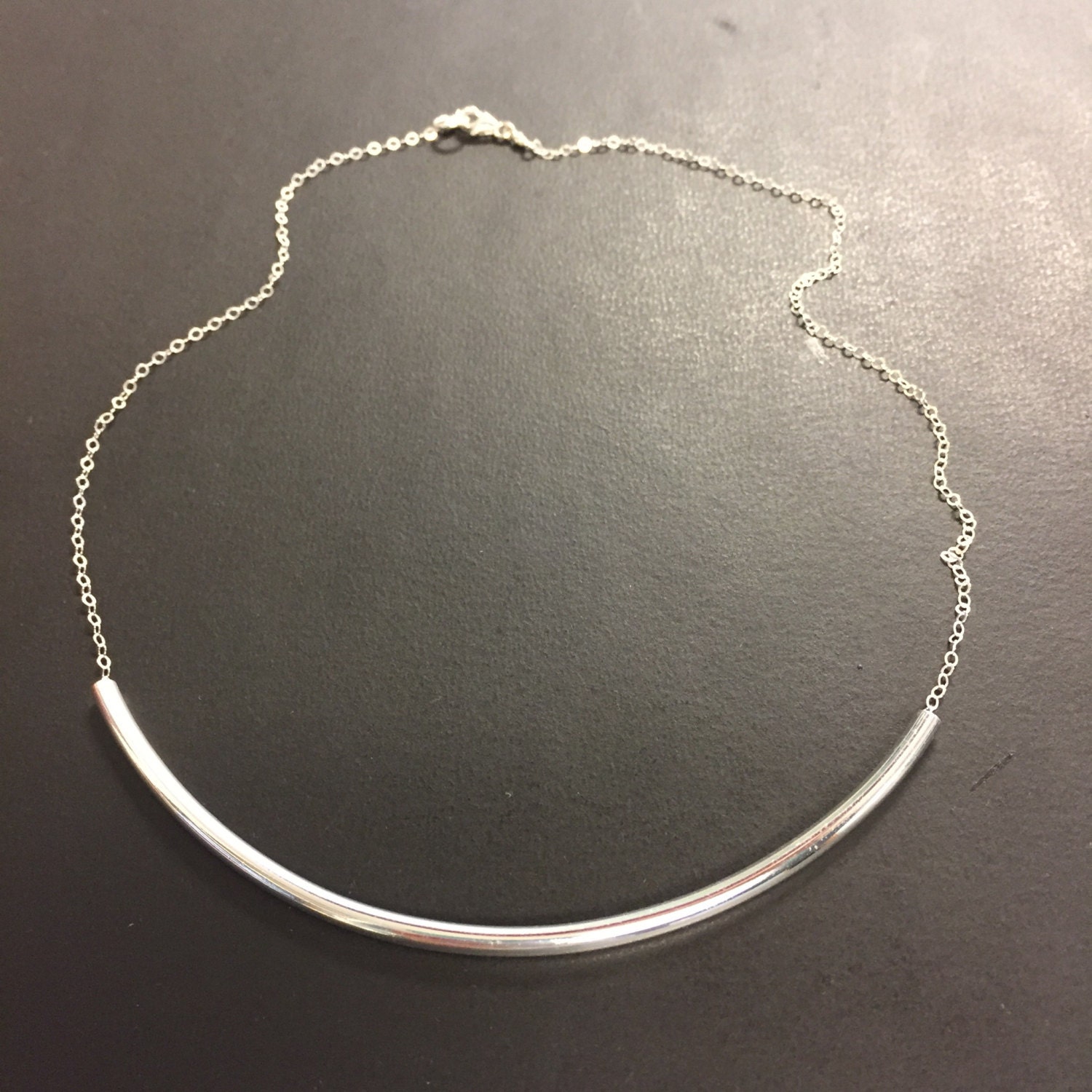 Choker Necklace Curved Tube Choker Necklace Sterling