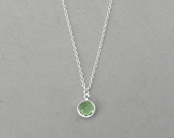 8 mm August Birthstone- Peridot Drop Necklace