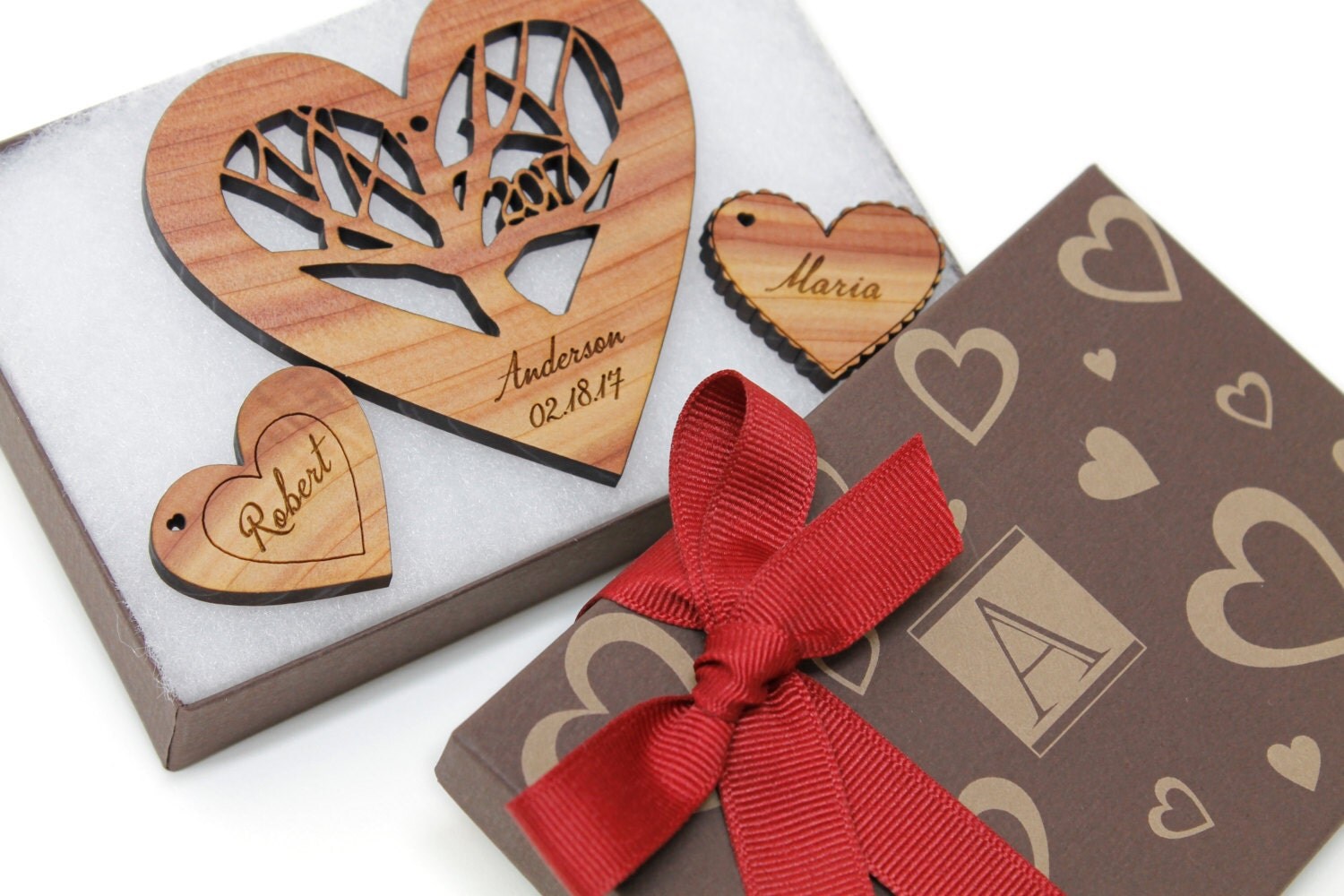 Engraved Wedding Ornament Gift Set with Monogram Box