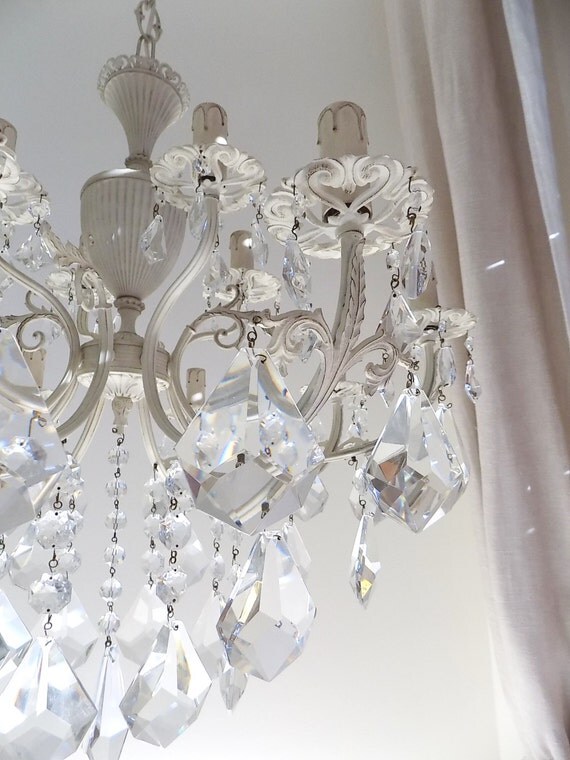 Shabby chic ivory chandelier crystal by MilanChicChandeliers