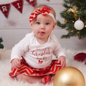 My First Christmas Baby Girl Christmas Outfit Gold Dot Babies