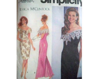 Simplicity Pattern 7817 - Vintage Jessica McClintock Dress Pattern - Evening Dress Pattern - Uncut